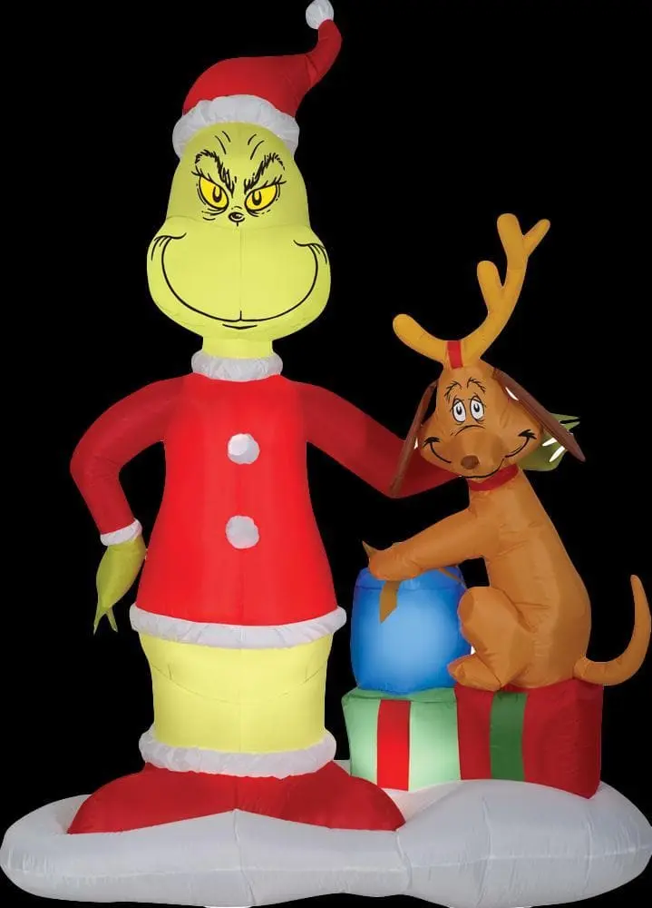 Morris Airblown Grinch & Max With Presents Inflatable Scene - Dr. Seuss 3 Morris Airblown Grinch & Max With Presents Inflatable Scene - Dr. Seuss