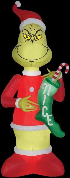 Morris Airblown Grinch With Nice Stocking Giant Inflatable Scene - Dr. Seuss