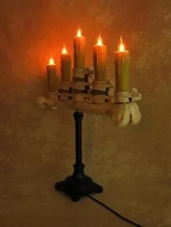 Skeletons And More "Candelabra Table Top Halloween Prop W/ 5 Flicker Candles" Haunted House Lighting -Cheap Horror Attire Store candelabra table top halloween prop w 5 flicker candles haunted house lighting 23614396545