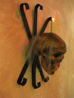 Skeletons And More "Corpsed Head Skull Wall Sconce" Haunted House Lighting -Cheap Horror Attire Store corpsed head skull wall sconce haunted house lighting 23696398465