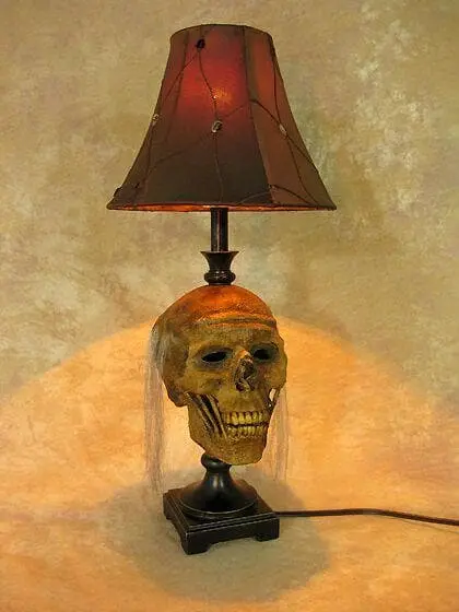 Skeletons And More "Desk Lamp With Life-size Corpse Head And Antique Shade" Haunted House Lighting 4 Skeletons And More "Desk Lamp With Life-size Corpse Head And Antique Shade" Haunted House Lighting - Image 2