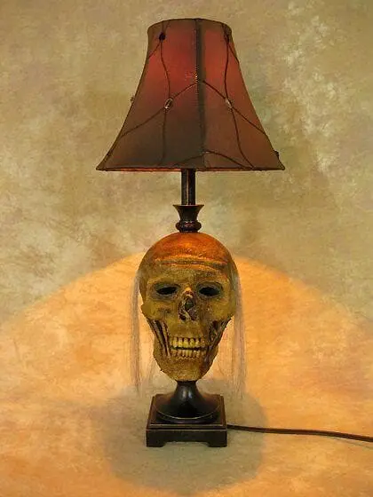 Skeletons And More "Desk Lamp With Life-size Corpse Head And Antique Shade" Haunted House Lighting 5 Skeletons And More "Desk Lamp With Life-size Corpse Head And Antique Shade" Haunted House Lighting - Image 3