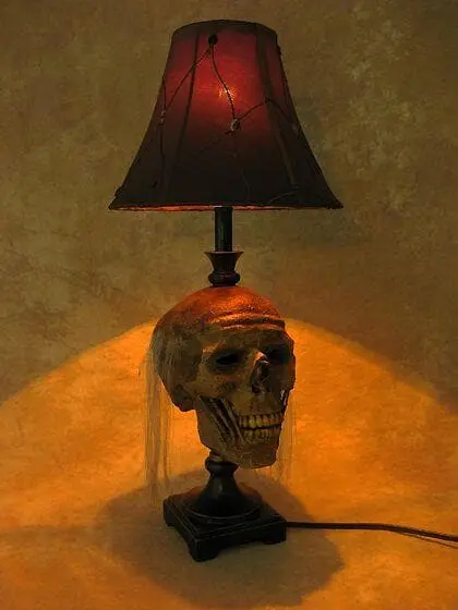 Skeletons And More "Desk Lamp With Life-size Corpse Head And Antique Shade" Haunted House Lighting 6 Skeletons And More "Desk Lamp With Life-size Corpse Head And Antique Shade" Haunted House Lighting - Image 4