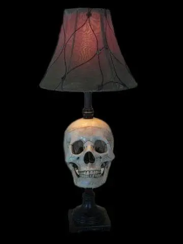 Skeletons And More "Desk Lamp With Life-size Skull And Antique Shade" Haunted House Lighting 3 Skeletons And More "Desk Lamp With Life-size Skull And Antique Shade" Haunted House Lighting