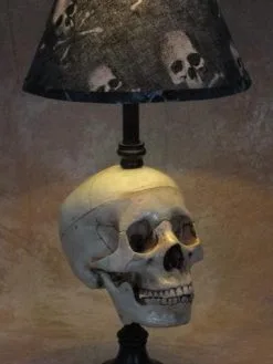 Skeletons And More "Desk Lamp With Life-size Skull And Bone Shade" Haunted House Lighting -Cheap Horror Attire Store desk lamp with life size skull and bone shade haunted house lighting 23613599041