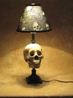 Skeletons And More "Desk Lamp With Life-size Skull And Bone Shade" Haunted House Lighting -Cheap Horror Attire Store desk lamp with life size skull and bone shade haunted house lighting 23613608385