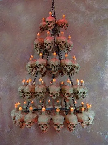 Skeletons And More "Five-Tiered Life-Size Skull Chandelier With 60 Skulls" Haunted House Lighting 5 Skeletons And More "Five-Tiered Life-Size Skull Chandelier With 60 Skulls" Haunted House Lighting - Image 3