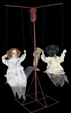 Morris "Ghostly Go Round - Creepy Dolls" Animated Halloween Props - 3 Dolls
