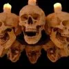 Skeletons And More "Skull Chandelier With 8 Skulls And Flameless Candles" Haunted House Lighting -Cheap Horror Attire Store skull chandelier with 8 skulls and flameless candles haunted house lighting 14357430370352