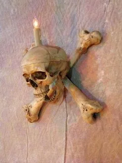 Skeletons And More "Skull/Femur Bone Wall Sconce" Haunted House Lighting -Cheap Horror Attire Store skull femur bone wall sconce haunted house lighting 23613129921