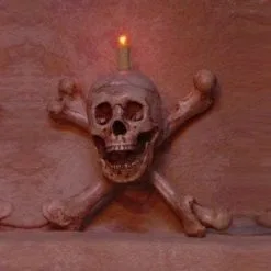 Skeletons And More "Skull/Femur Bone Wall Sconce" Haunted House Lighting -Cheap Horror Attire Store skull femur bone wall sconce haunted house lighting 8180007105