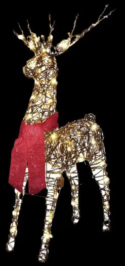 Morris "Starry Night Grapevine Deer" Light Up Christmas Decoration